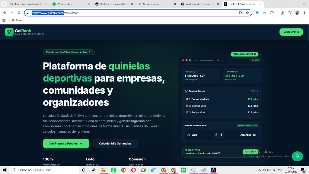 GolRank Desktop Landing Page