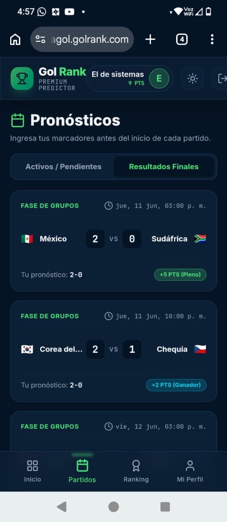 GolRank App Predictions